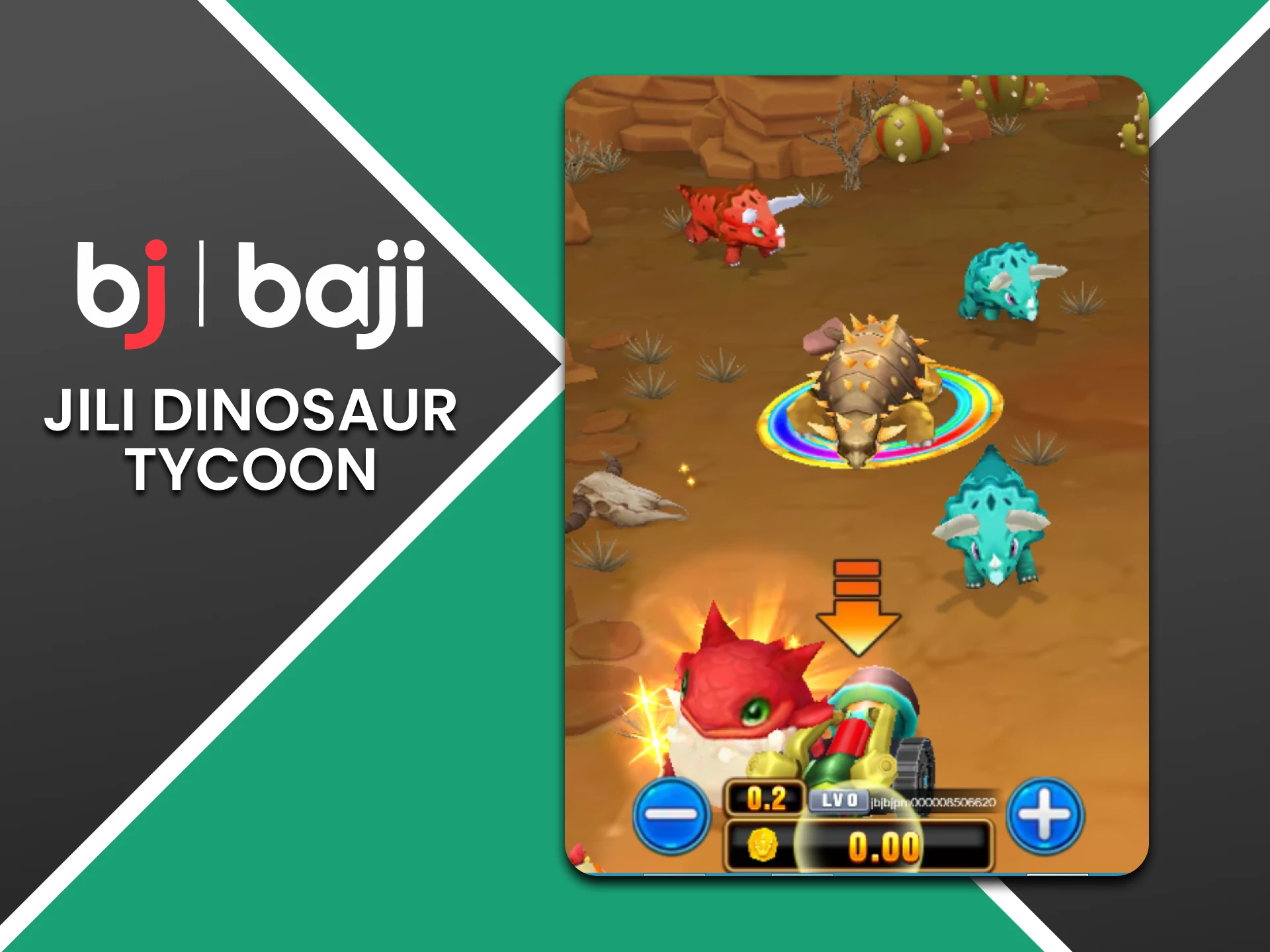 In the fishing section from Baji, select the game Dinisaur Tycoon.