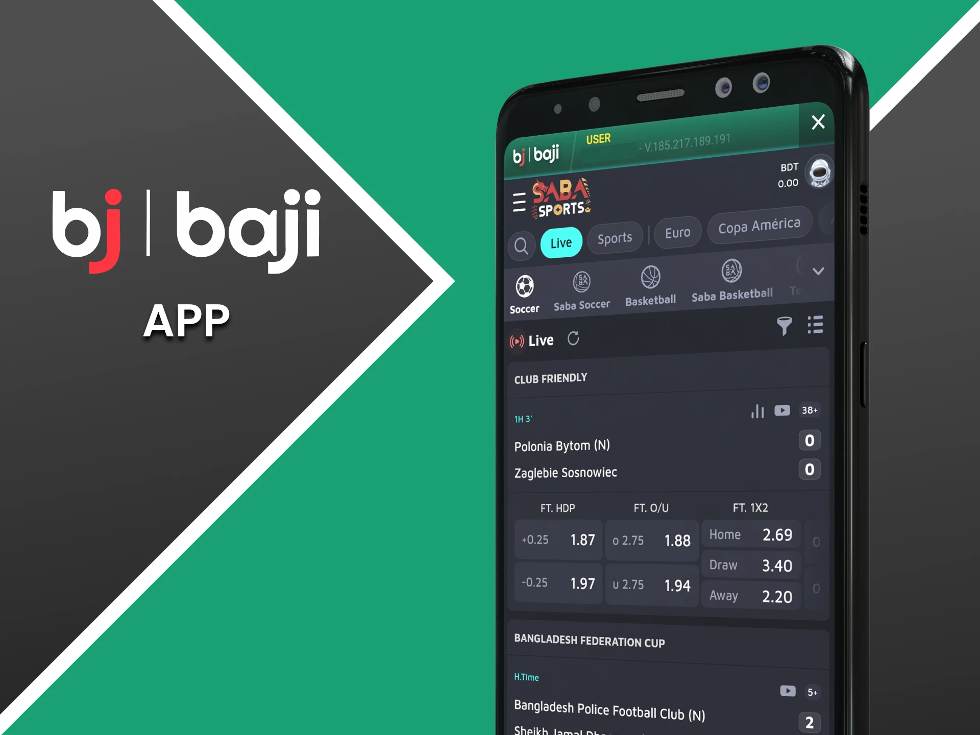 You can place bets on football through the Baji application.