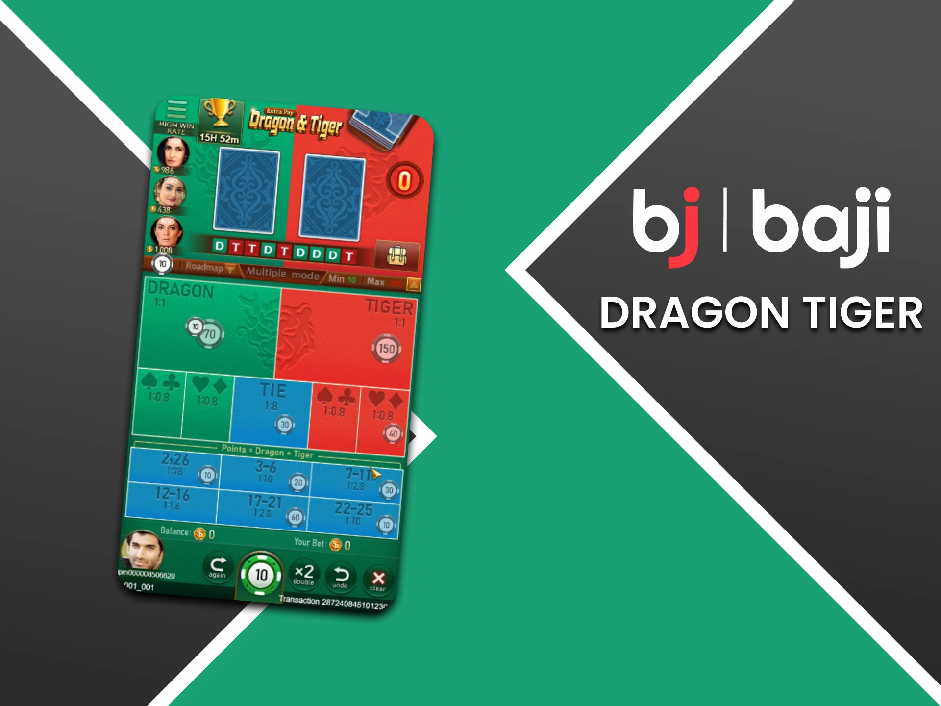In the table games section from Baji you can play Dragon Tiger.
