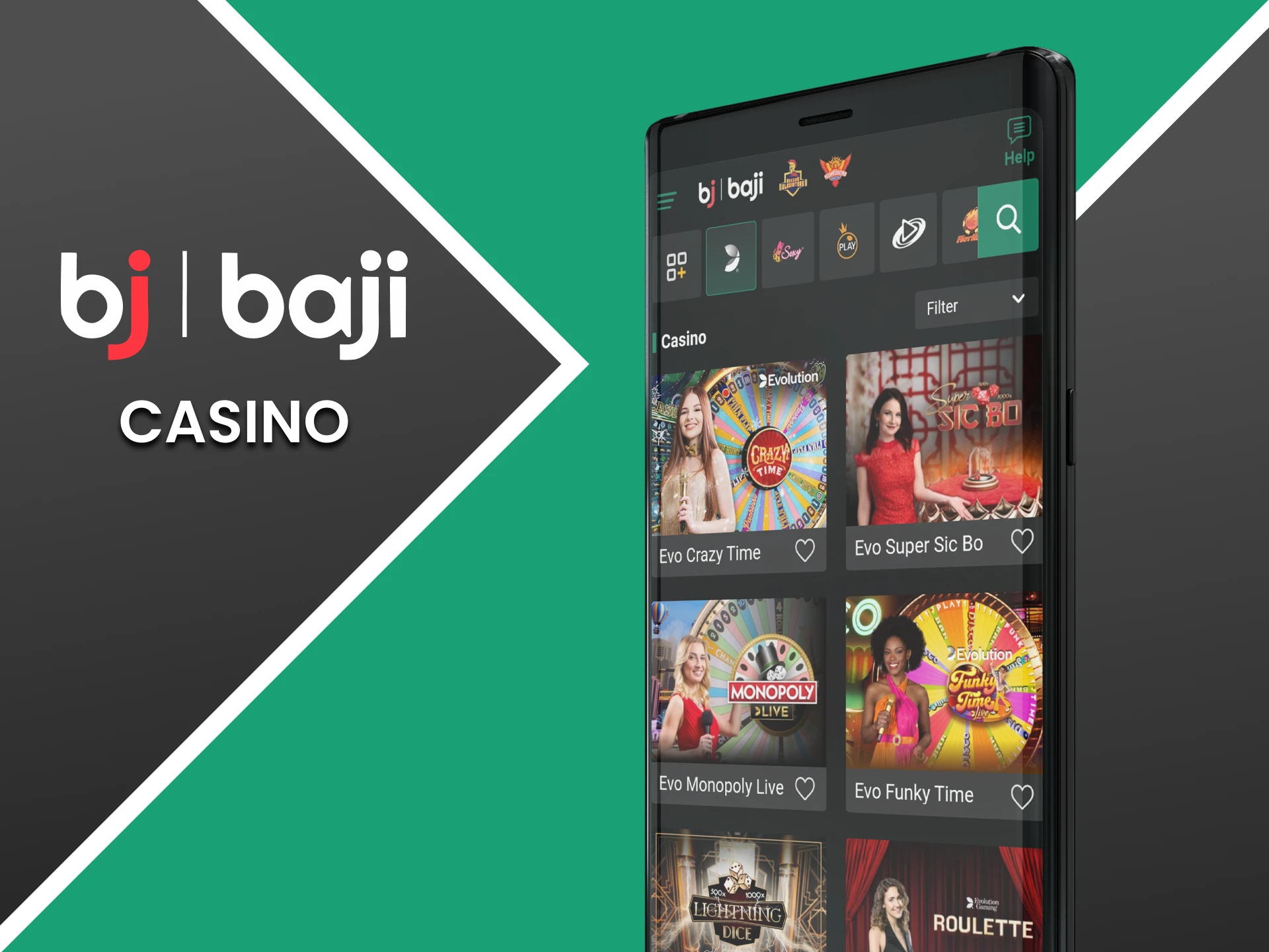 Play casino games in the Baji app.