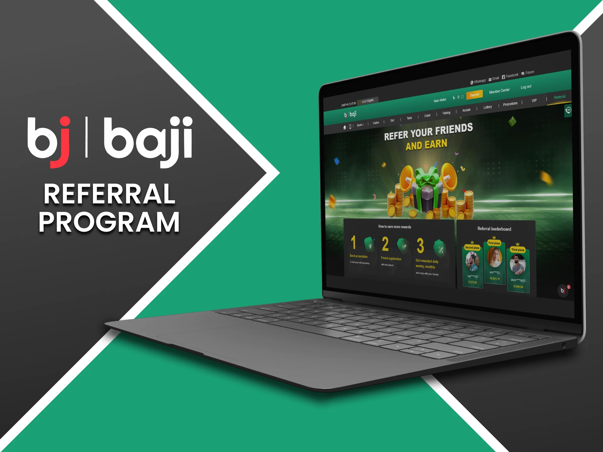 By inviting to Baji you will receive a bonus.