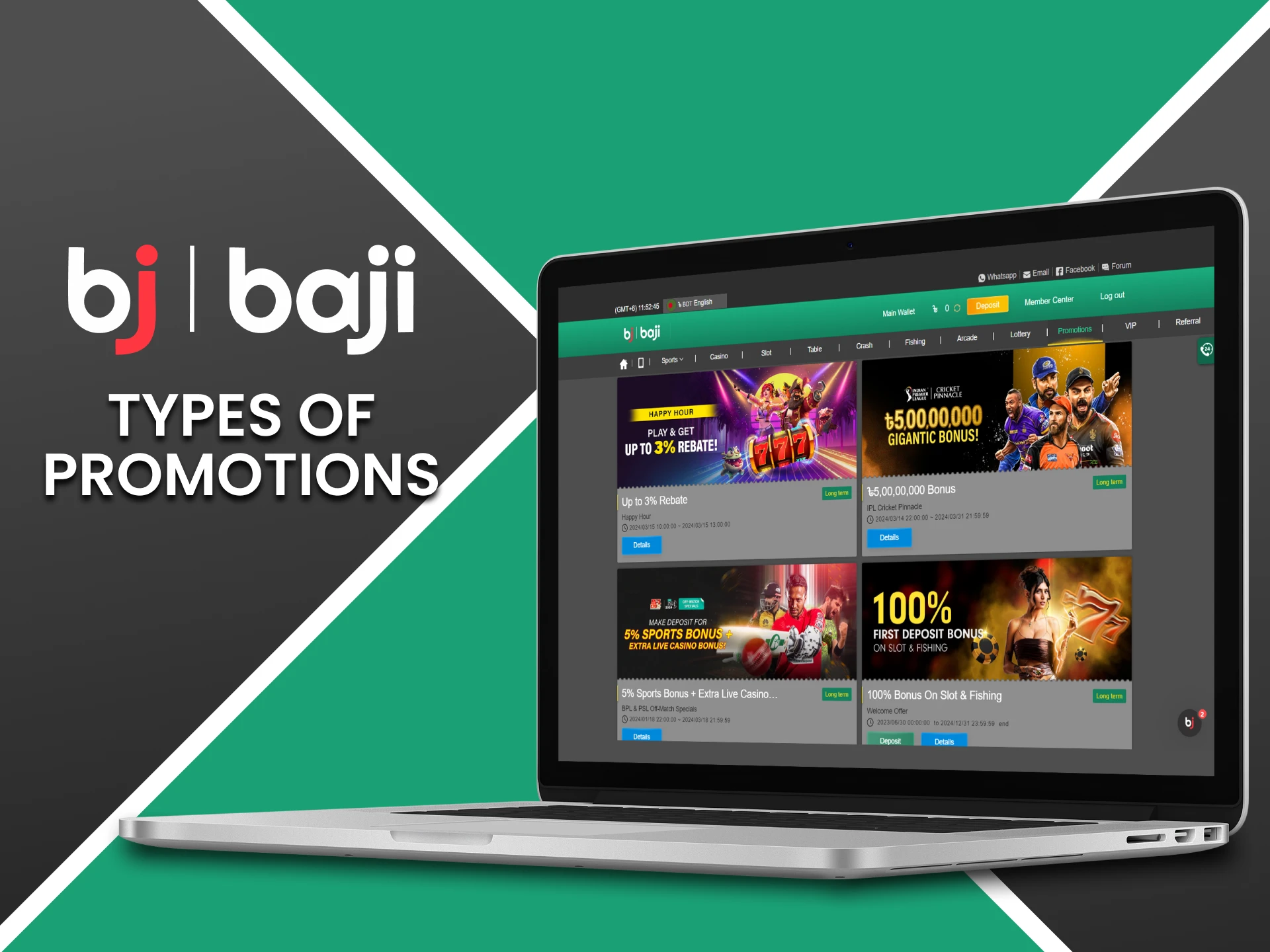 We will tell you what bonuses are available at Baji.