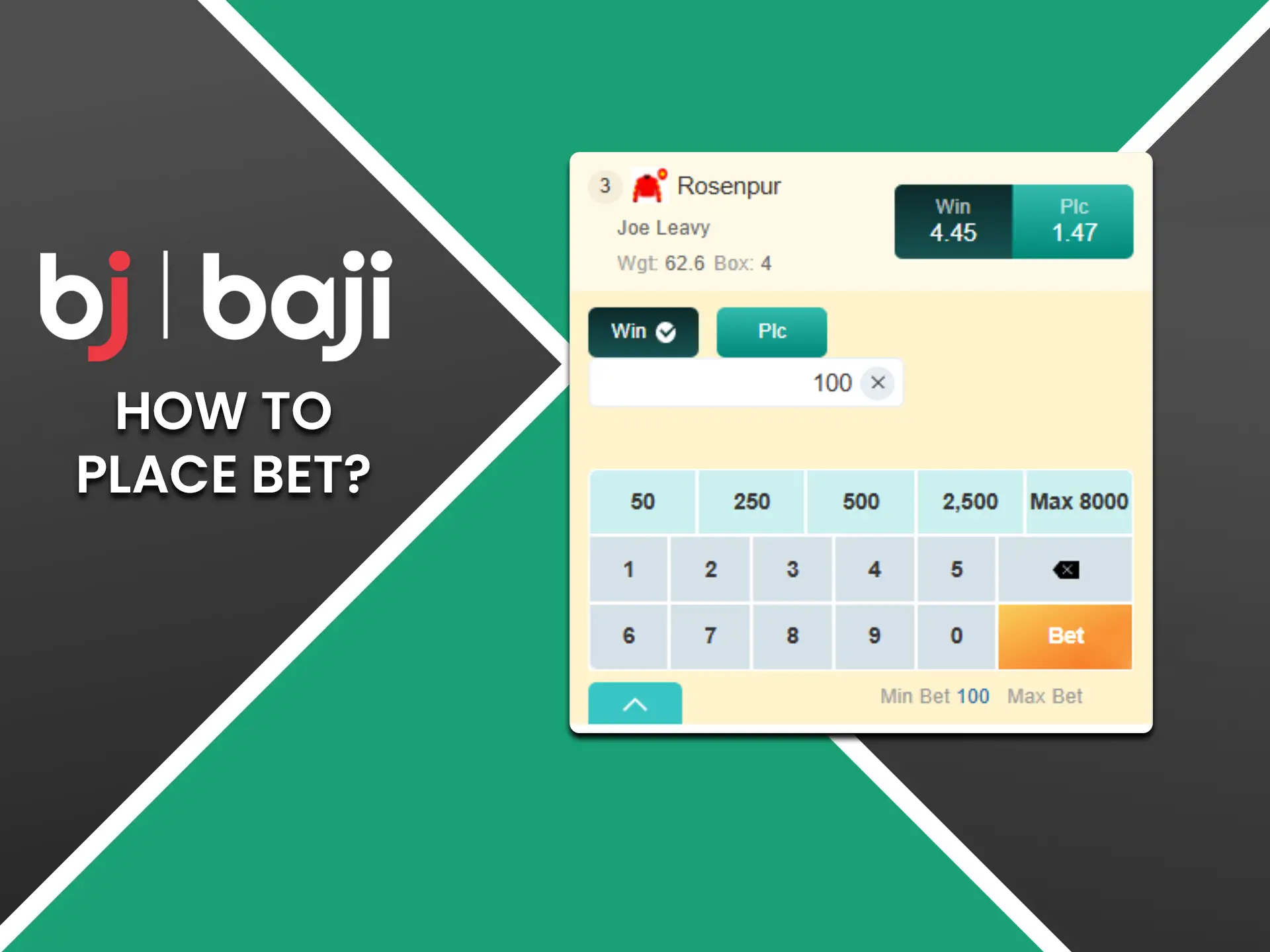 Create a Baji account and top up your wallet to start betting on horse racing.