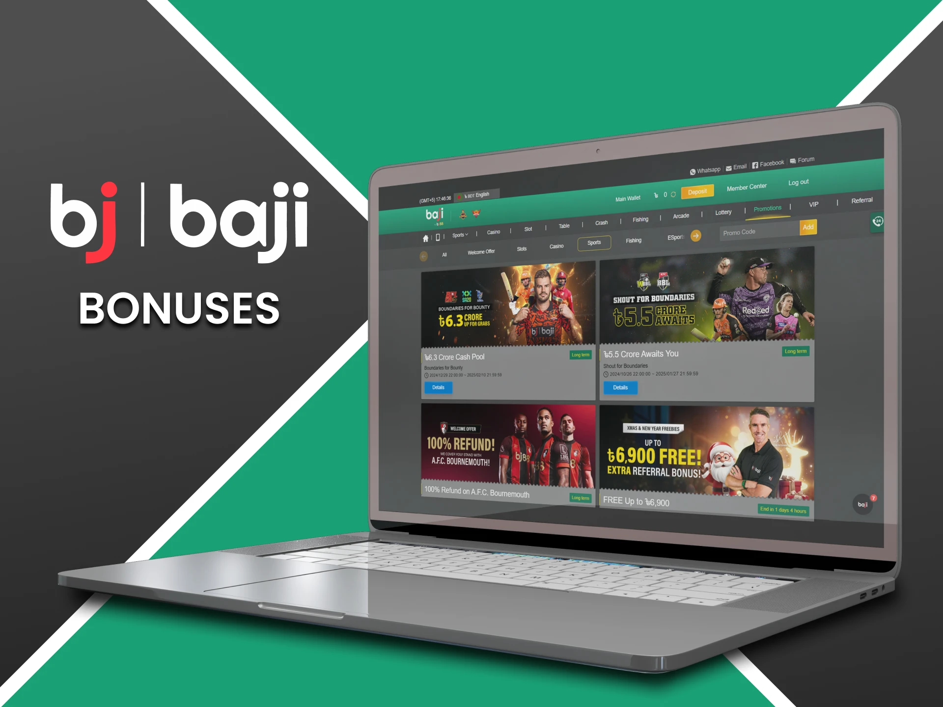 Baji gives bonuses for betting on Kabaddi.