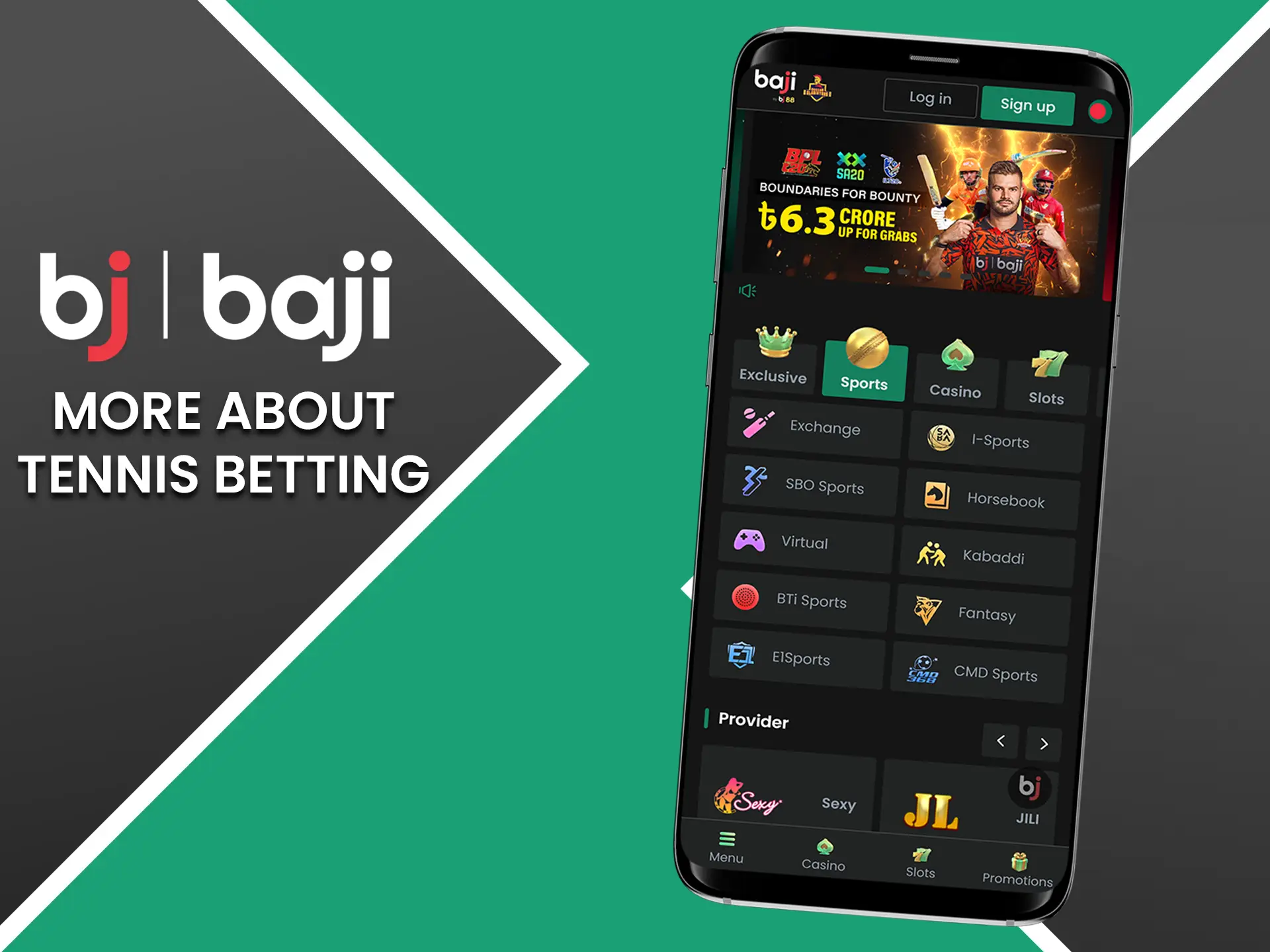 Baji offers its users 3 tennis betting platforms.