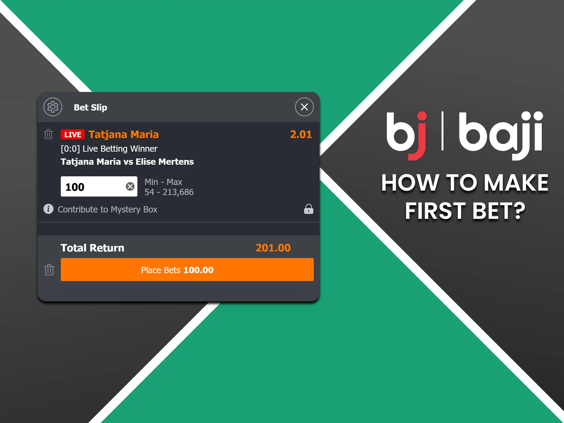 You can easily bet on tennis at Baji by following the instructions.