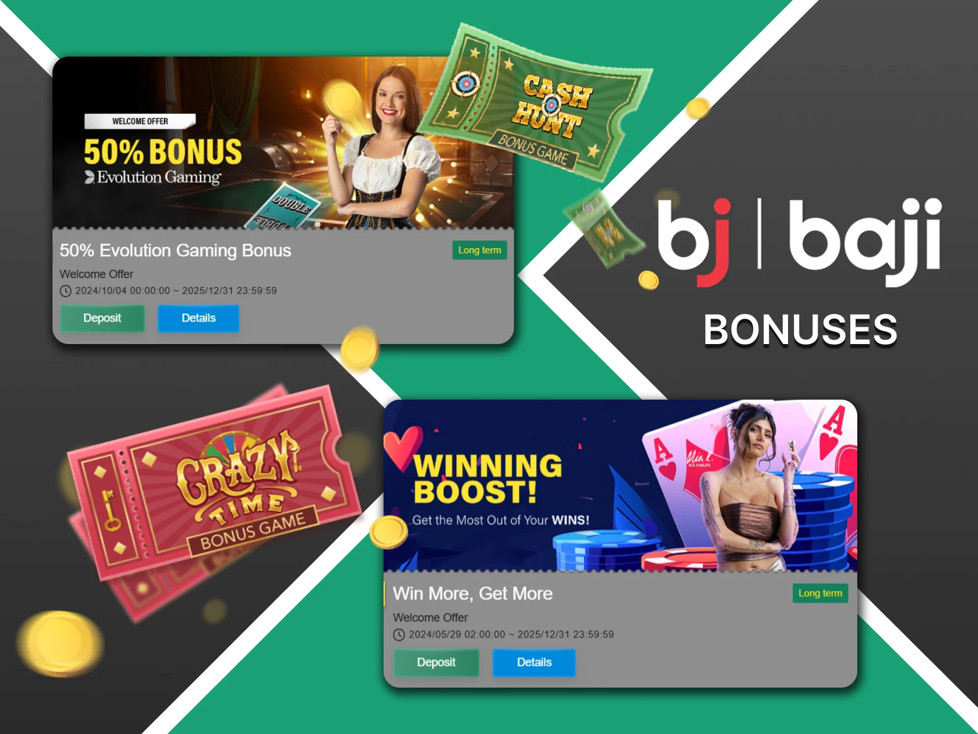 Get bonuses for Crazy Time players at Baji.