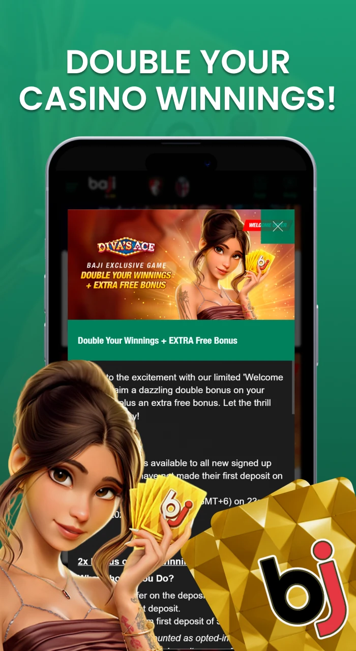 Use this offer to double your winnings at our casino up to 12,500 BDT.