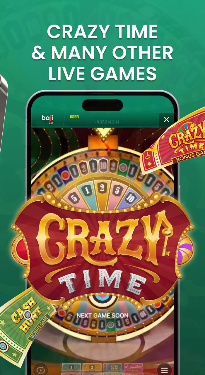 Play games with real dealers as well as game shows in the Baji live casino app, which supports 4K streaming.