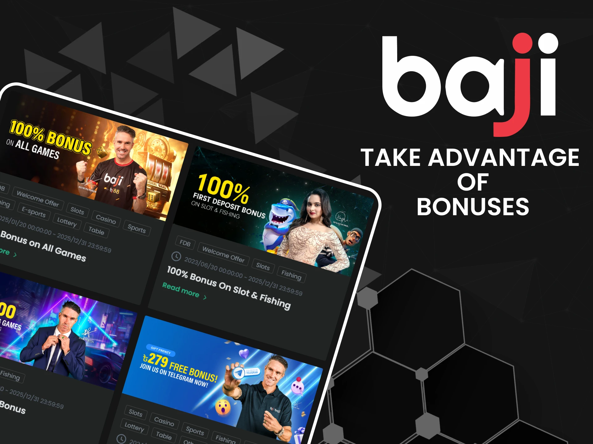 Take advantage of the bonus advantage in Baji fishing games.