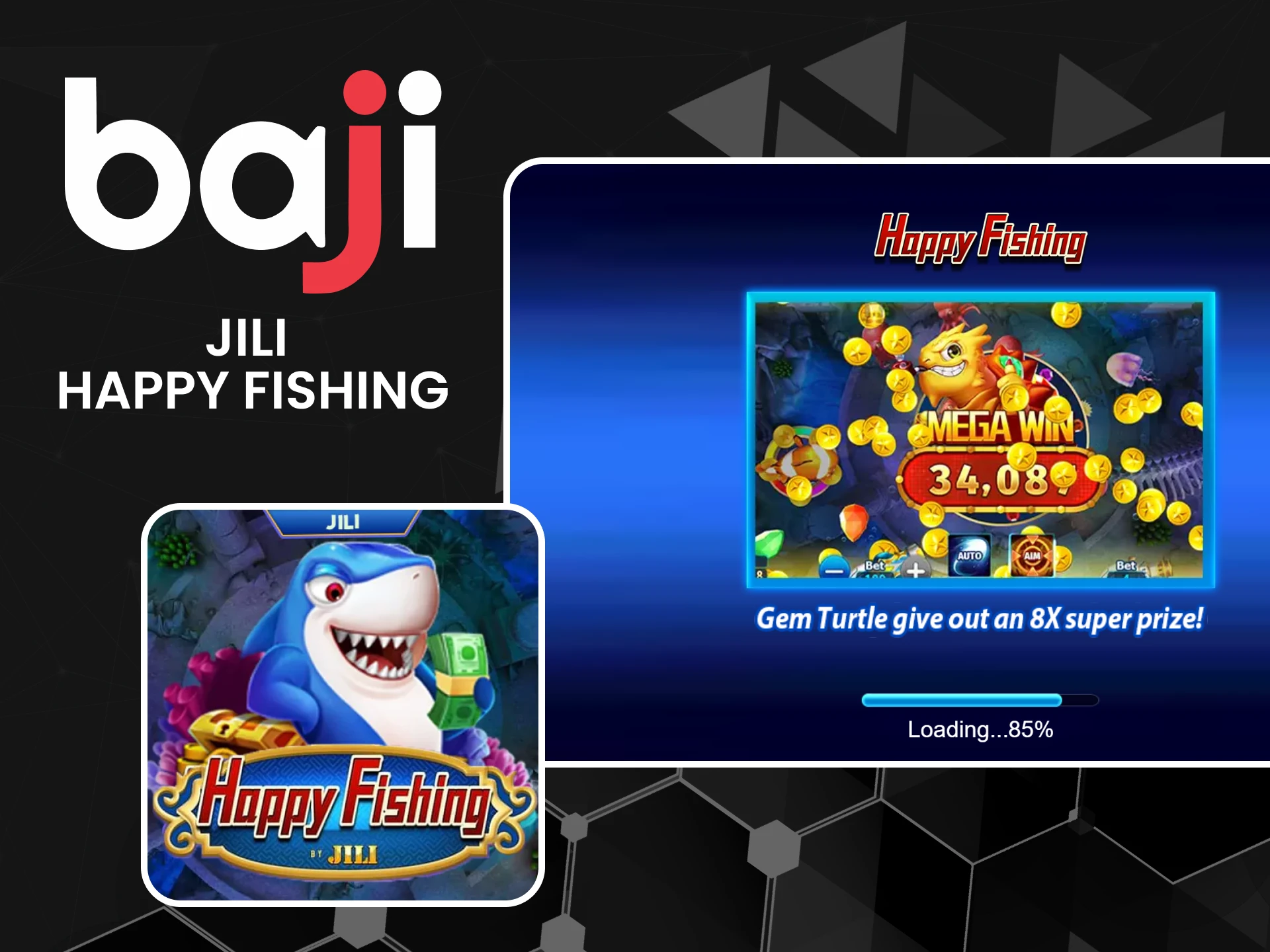 In the fishing section from Baji, select the game Happy Fishing.