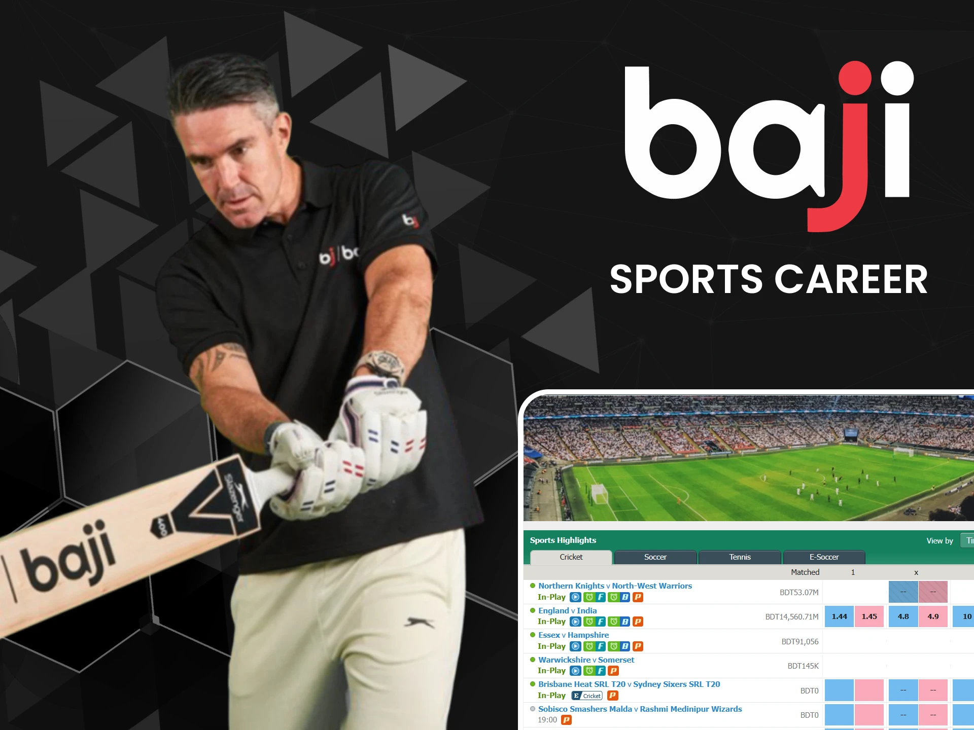 Learn about the sports career of Baji ambassador Kevin Pietersen.