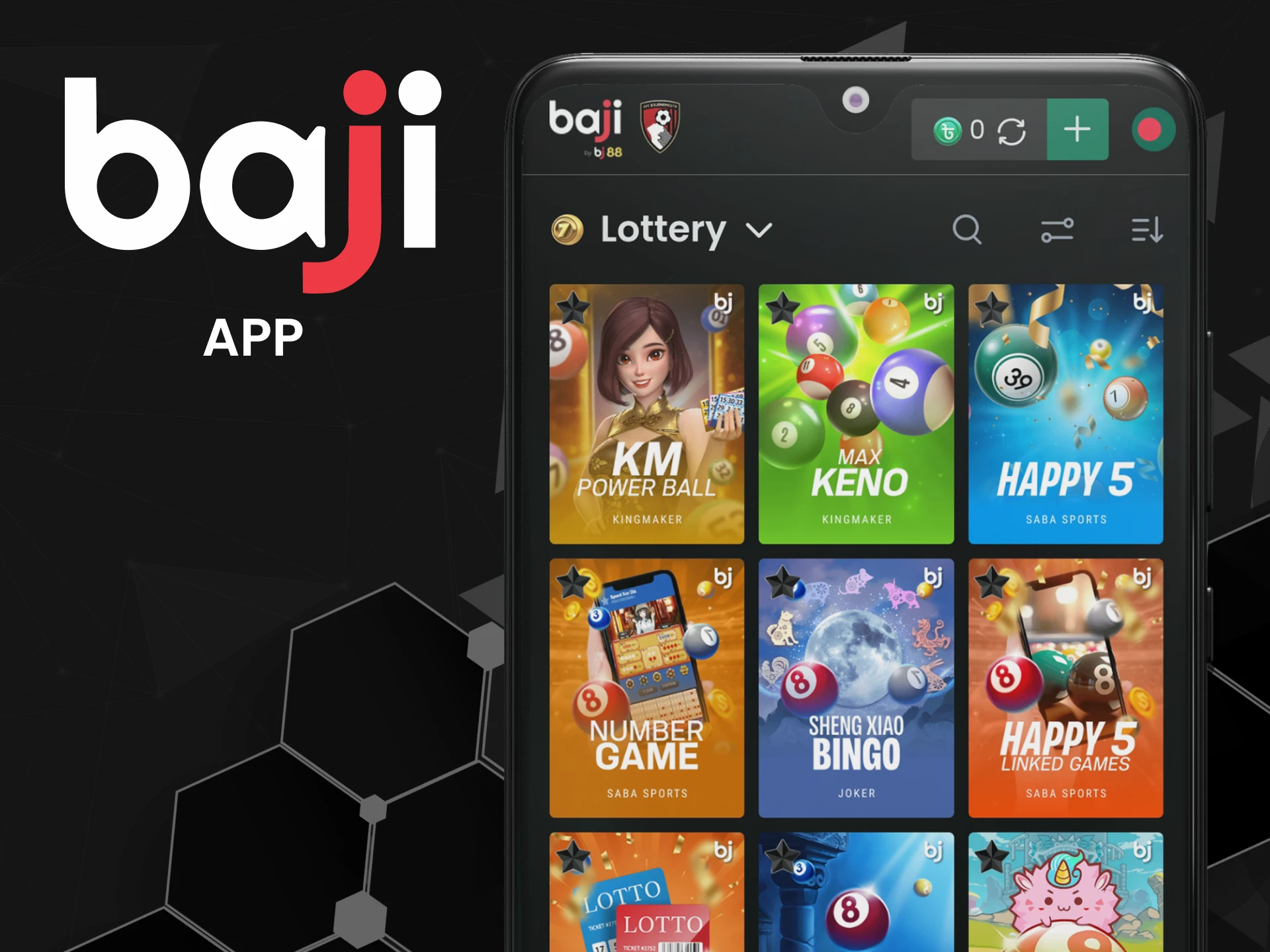 You can play the lottery using the Baji application.