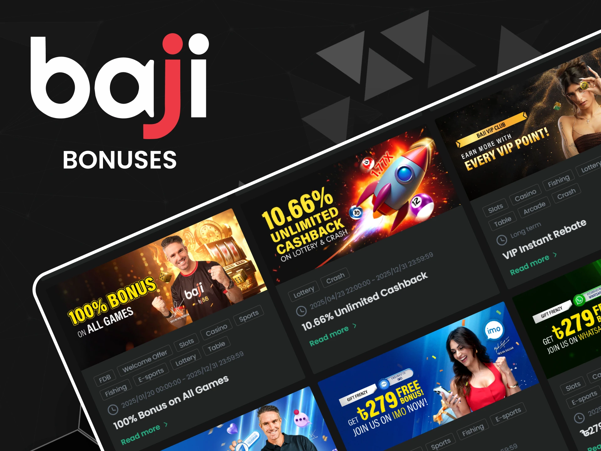 Explore the bonuses we offer for players of the online Baji lottery.