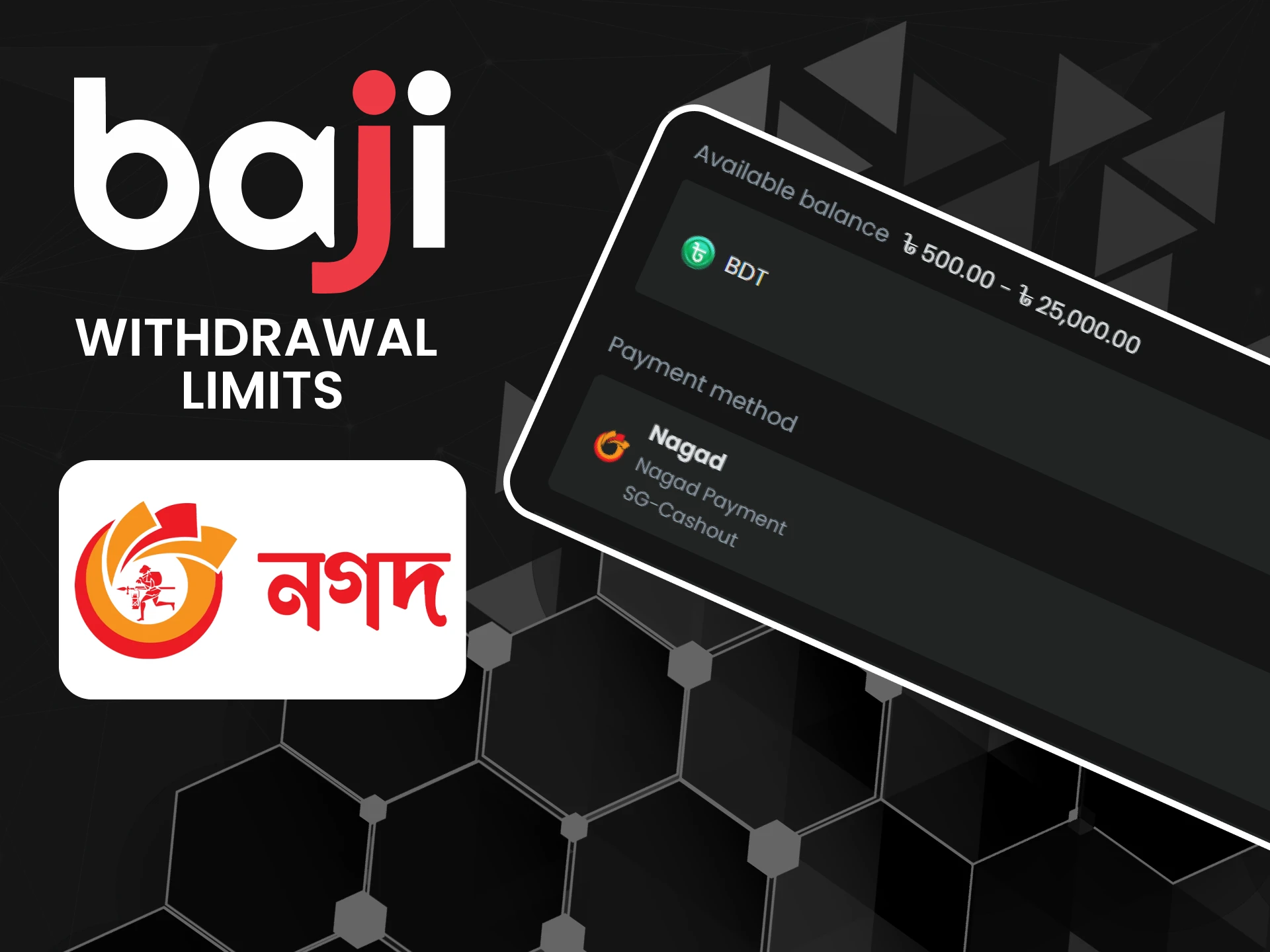 Minimum and maximum amounts for cash withdrawal in the Baji.