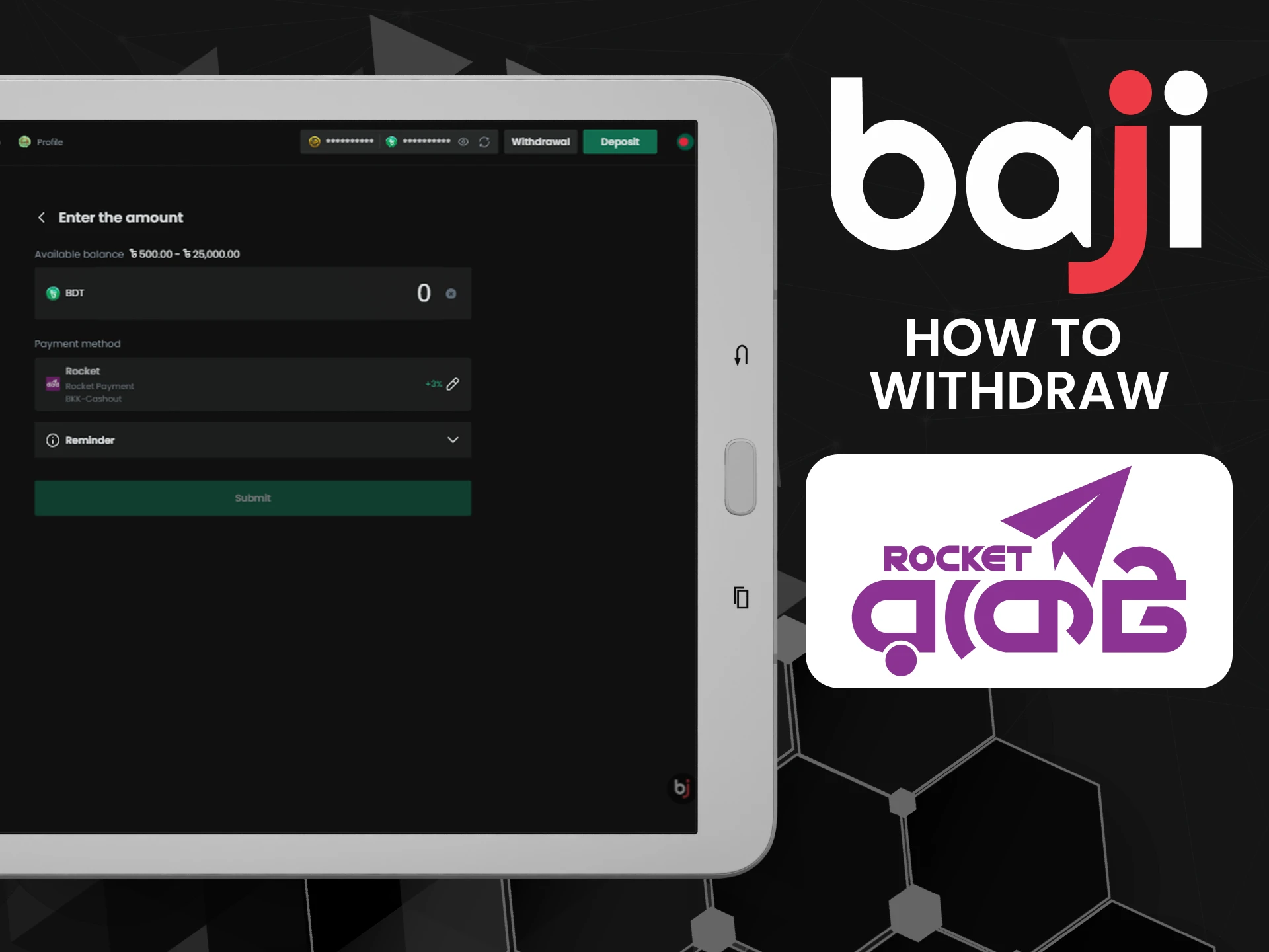 Follow these steps to withdraw your Baji winnings through Rocket efficiently.