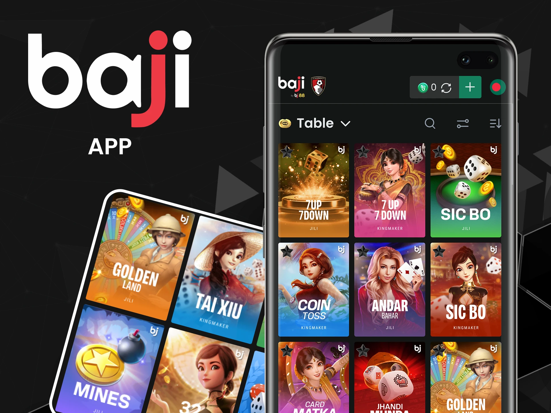 You can play in the table games section in the Baji application.