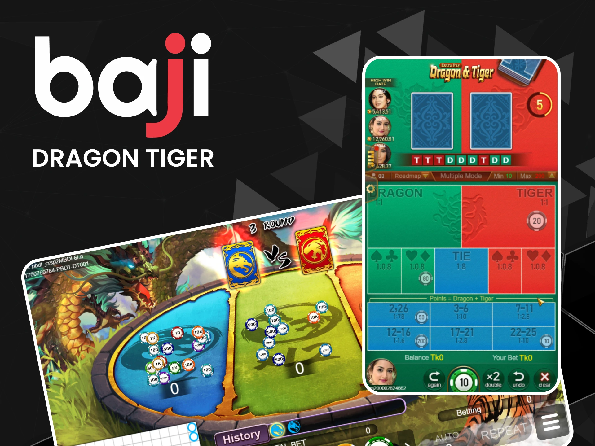 In the table games section from Baji you can play Dragon Tiger.