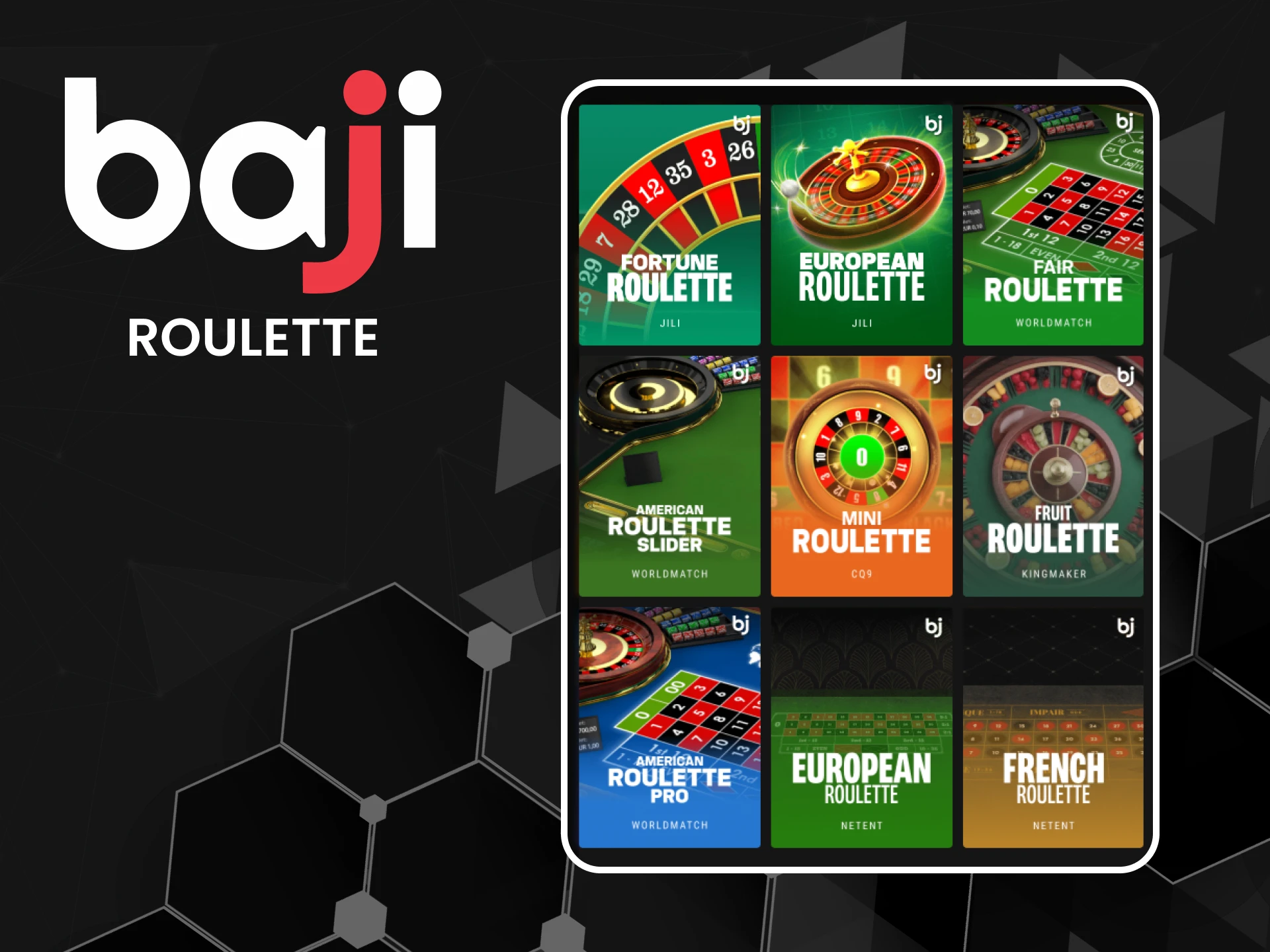 Choose Roulette in the table games section from Baji.