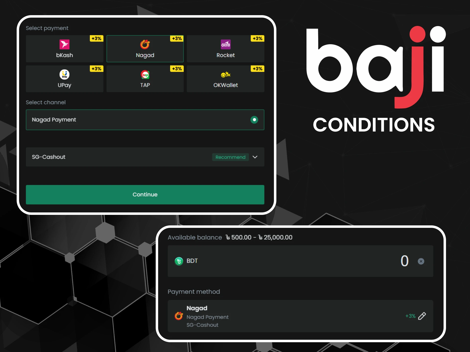 Review the withdrawal requirements for Baji.