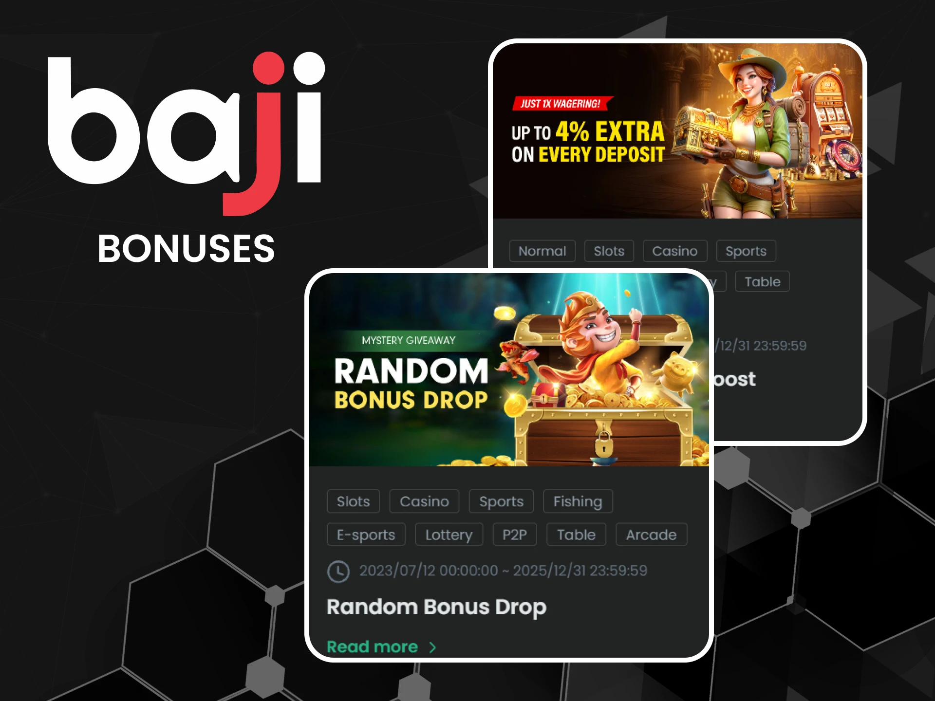Get bonuses for arcade games on Baji.