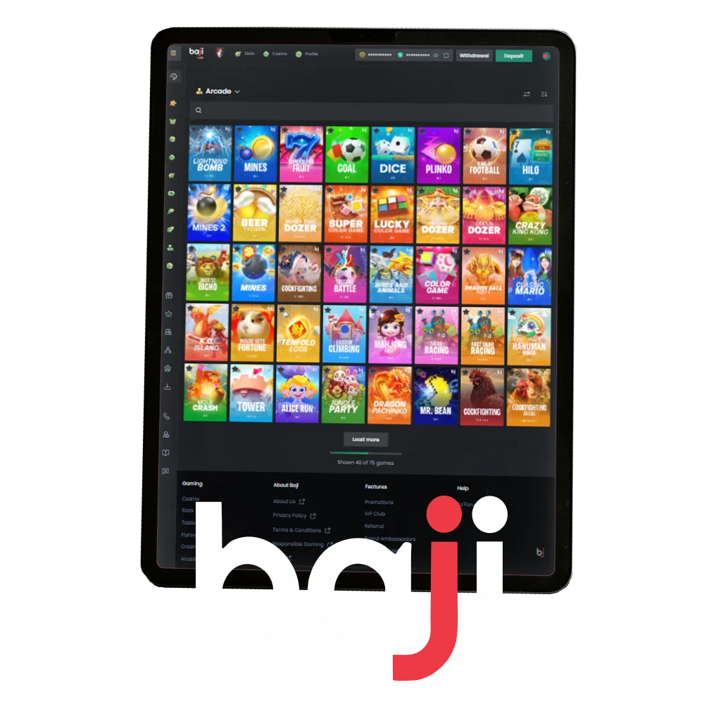 For arcade games, choose the Baji site.