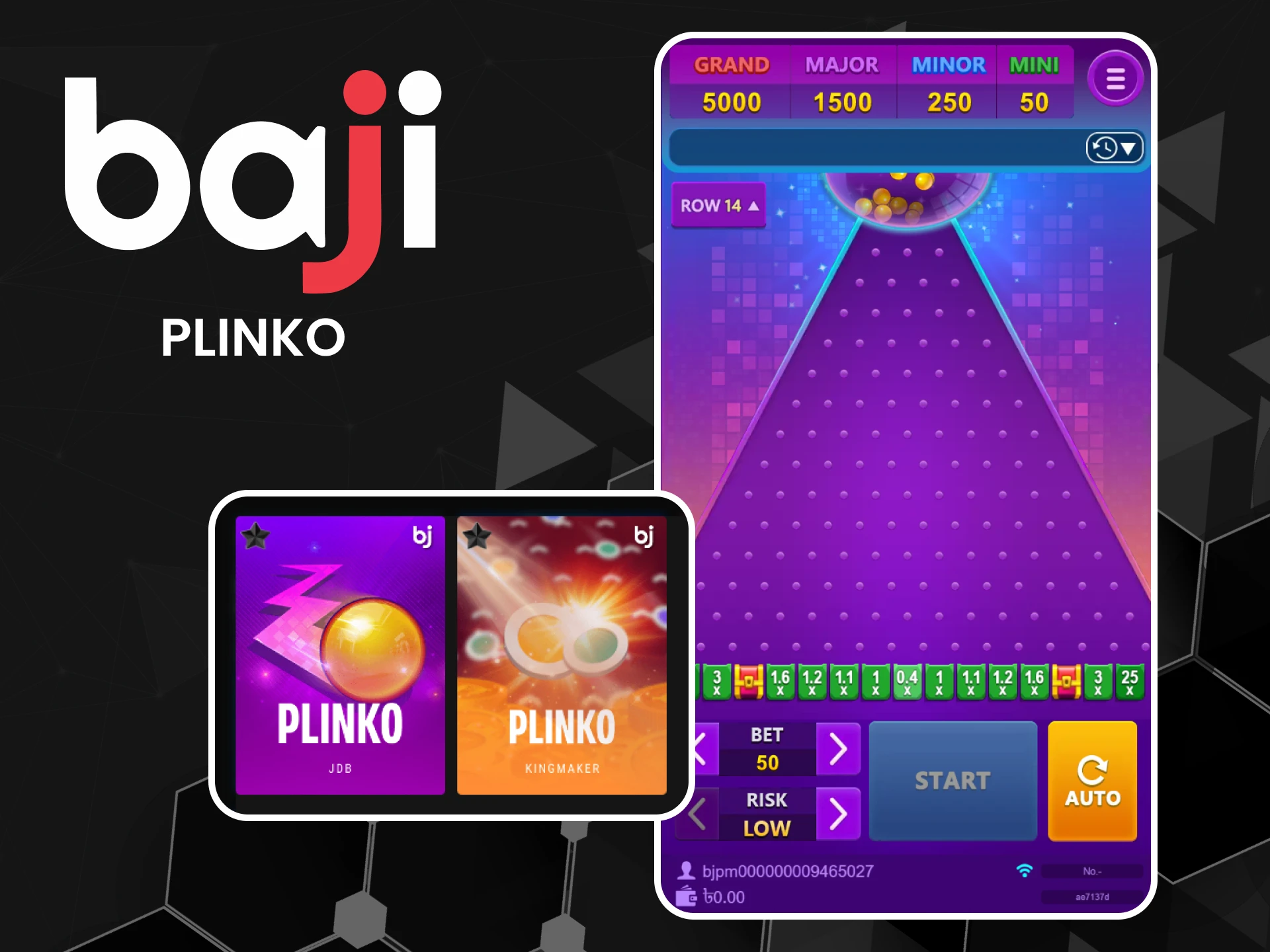 For arcade games on Baji, choose Plinko.