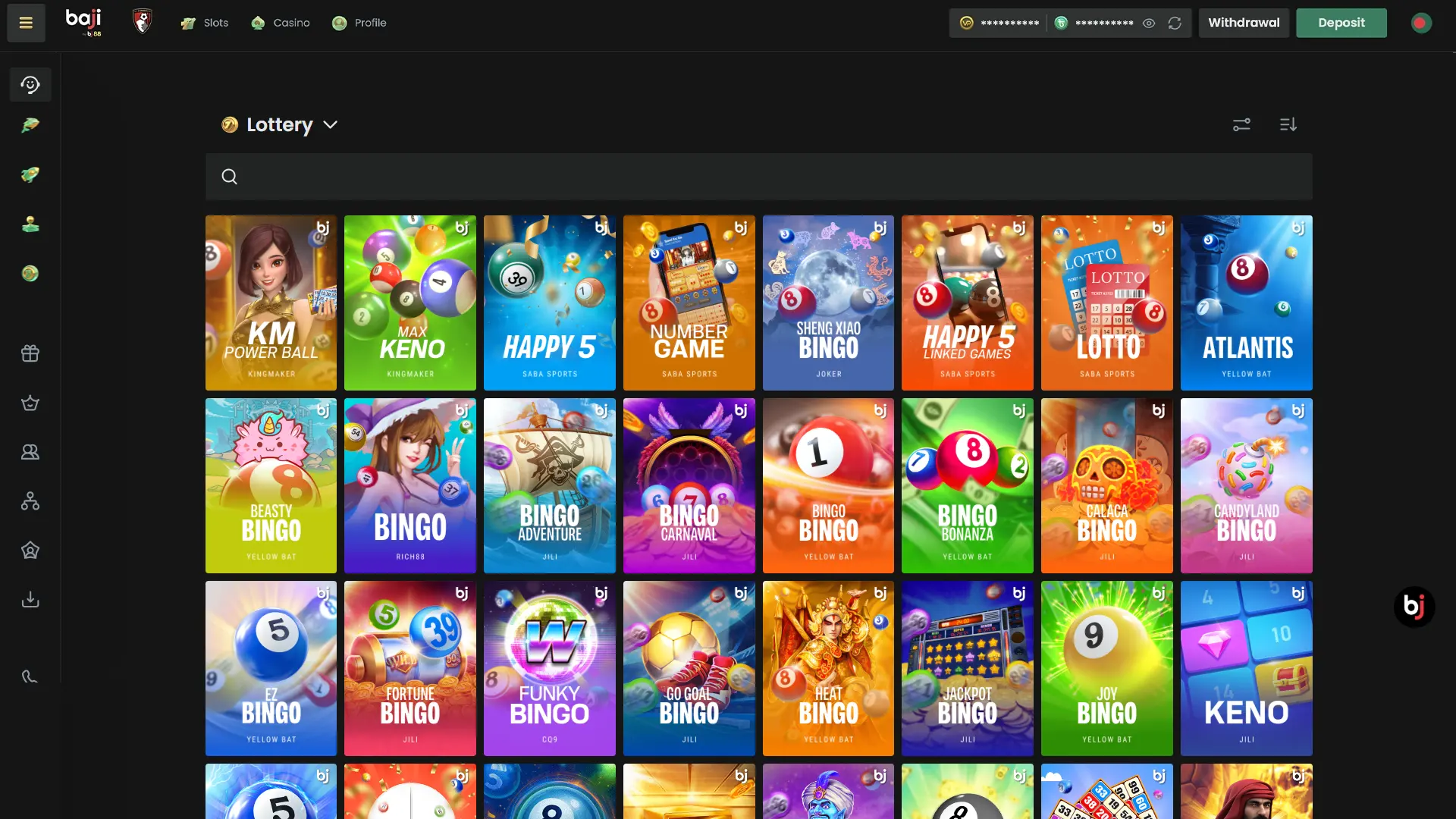 Now you should choose one of the lottery games on the Baji website.