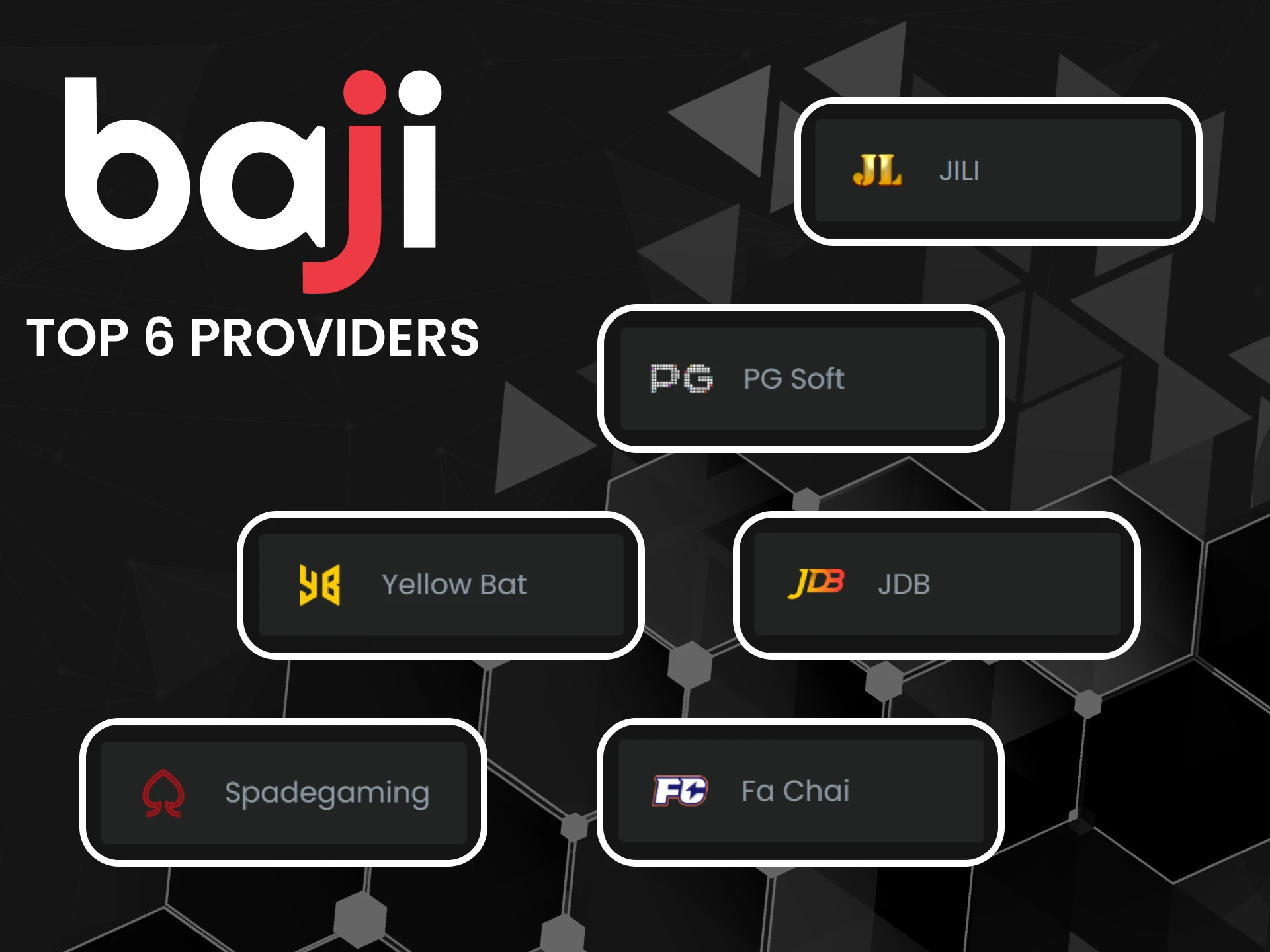 Choose your favorite slot provider at Baji.